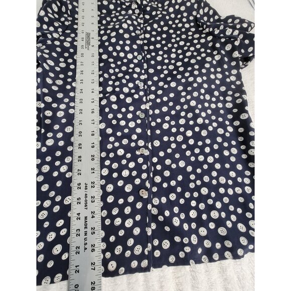 Real Clothes Saks Fifth Avenue Button Print Silk Long Sleeve Top Small New $158 - Picture 7 of 7